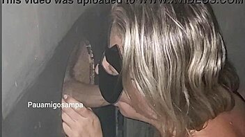 the cuckold takes his blonde wife to the glory hole for black monster cocks to use her mouth and throat