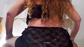 Undressing transparent black skirt and sexy yellow panties