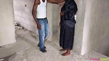 cheating wife opens her big pussy and moans as contractor's dick pounds her creamy pussy