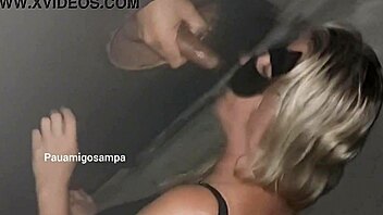 the cuckold takes his blonde wife to the glory hole for black monster cocks to use her mouth and throat