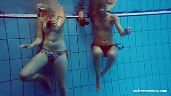 Marusia and Melisa’s underwater lesbian scene in the pool