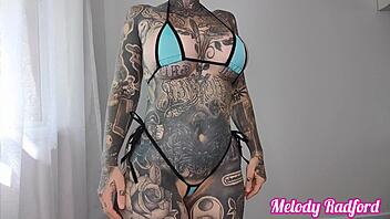 Beautiful homemade video of big-boobed beauty in micro bikini