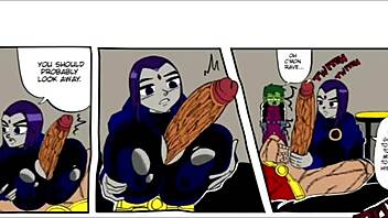 Cartoon porn with Teen Titans and big assed Raven