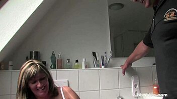 Chubby German Milf Feels Intense Pleasure Fucking in Bathroom on Bbvideo.