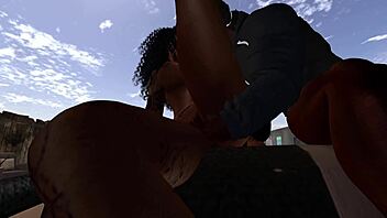 Black Man Fucks Ebony Woman at Drive-In Movie Theater! Wild Action!