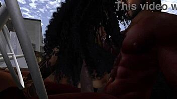 Black Man Fucks Ebony Woman at Drive-In Movie Theater! Wild Action!