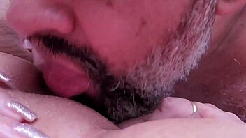 Fat redhead squirts from husband's cock.