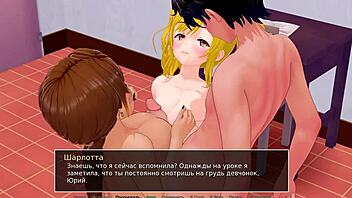 3D animated anime with big ass threesome action