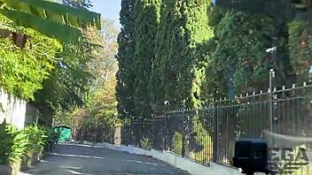 Widow feels intense pleasure as she lures three guys into haunted house for hardcore fucking