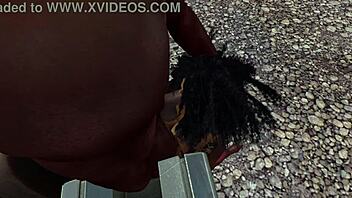 Black Man Fucks Ebony Woman at Drive-In Movie Theater! Wild Action!