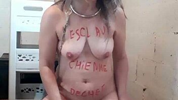 Female slave trains with toys in the cave