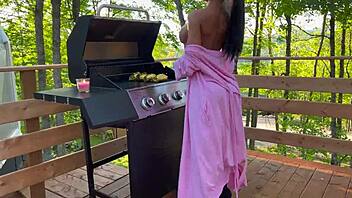 step-mom drilled hard while cooking in outdoor kitchen