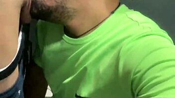 dotado guy sucks monster cock in bathroom, almost caught in sheer clothes