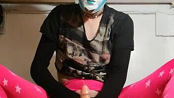 Ladyboy rides a dildo for the first time in solo shemale scene