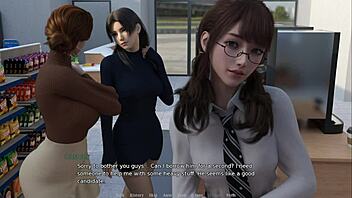 curvy girl gives handjob behind counter, naked and cute?