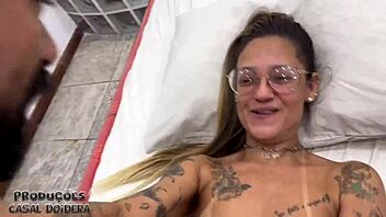 did the naughty blonde get fucked by two friends in the motel?