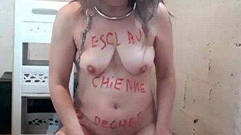 Female slave trains with toys in the cave