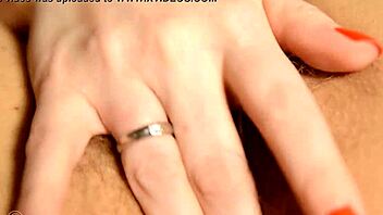 Curvy redhead Katrin Porto toys her hairy pussy