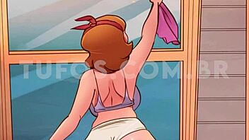 young guy takes hot mature lady from behind in animated Sacanas cartoon