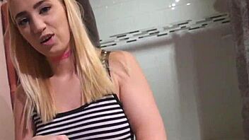 Slim Tattooed Blonde Jackie Swallows Hard Cock And Cumshot