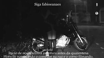 casada shows off on the street, cuckold films her naughty upskirt adventure with voyeur milf