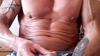 Man, jerking my huge cock for a massive cum shot