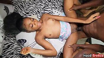 Lovely African Teen Feels Ecstasy Enjoying Big Black Cocks At Home