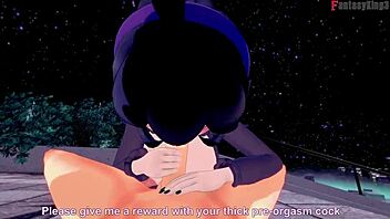 Cartoon hex maniac trainer bangs in public fantasy?