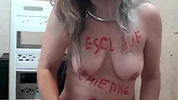 Female slave trains with toys in the cave