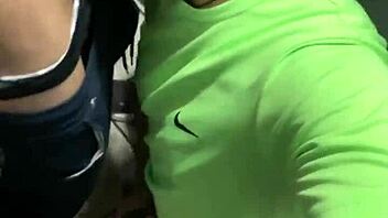 dotado guy sucks monster cock in bathroom, almost caught in sheer clothes