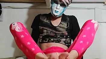 Ladyboy rides a dildo for the first time in solo shemale scene