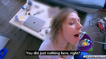 the useless cleaner pays for the fuck-up with her pussy