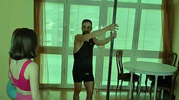 Pole dance class turns into threesome?