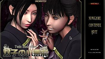 Twin Succubus Shares Intense Dick Sucking Skills in Episode 13