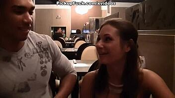 Brunette with big tits met and fucked outdoors—public enough?