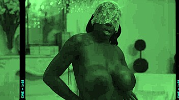 Watch Mystique's Huge Ebony Tits Squirt All Over!