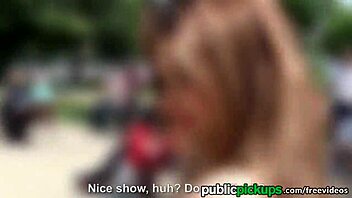 Busty euro teen gets fucked in the park by mofos