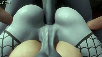 3D animated big tits and double penetration action
