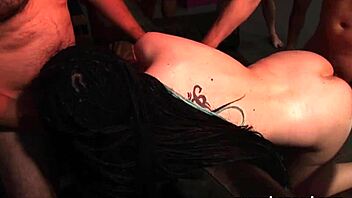 Hot German rasta chick with dreadlocks gets intensely banged in wild group orgy