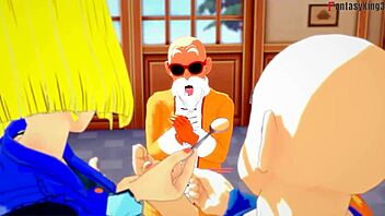 Android 18 blows Master Roshi for cash in Dragon Ball fantasy