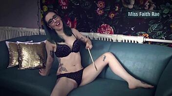 teasing slave tasks with Miss Faith Rae's femdom striptease and anal instructions.