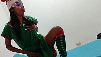 Sensual elf's naughty Christmas fantasies with hospital toys