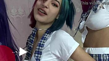 Purple Hair Girl Gets Face Fucked Hard