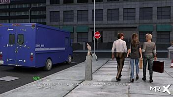 In this acting lesson, the girlfriend practices kissing her friend in a 3D anime scene