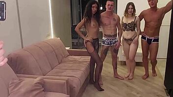 Stepmom catches tiny 18+ stepsister sucking my cock