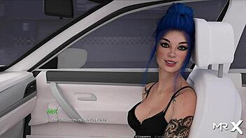 In this acting lesson, the girlfriend practices kissing her friend in a 3D anime scene