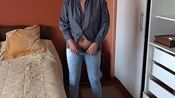 the maid’s husband jerks off watching me dress for work every day