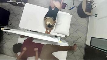 old babe's ass massage turns into cuckold sex next to husband, taboo and young