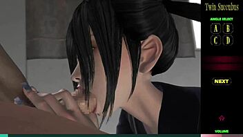 Twin Succubus Shares Intense Dick Sucking Skills in Episode 13