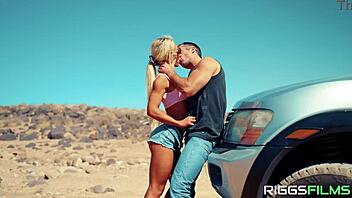 Fitness model takes big cock creampie in public spot! 💦